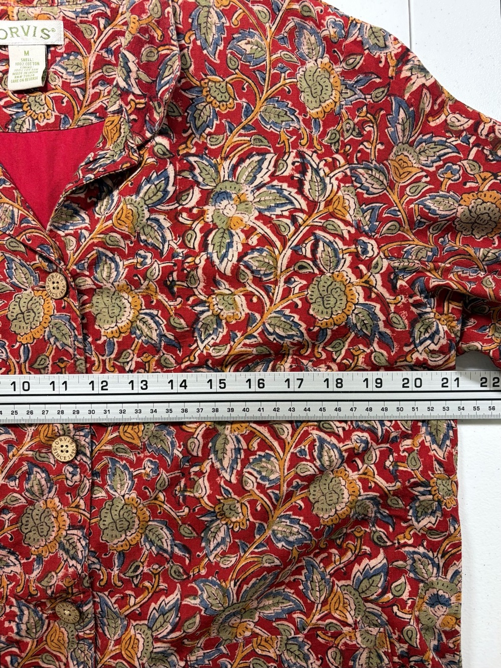 Vintage Orvis Red Floral Button-Front Blazer Jacket (M) - Picture 4 of 5